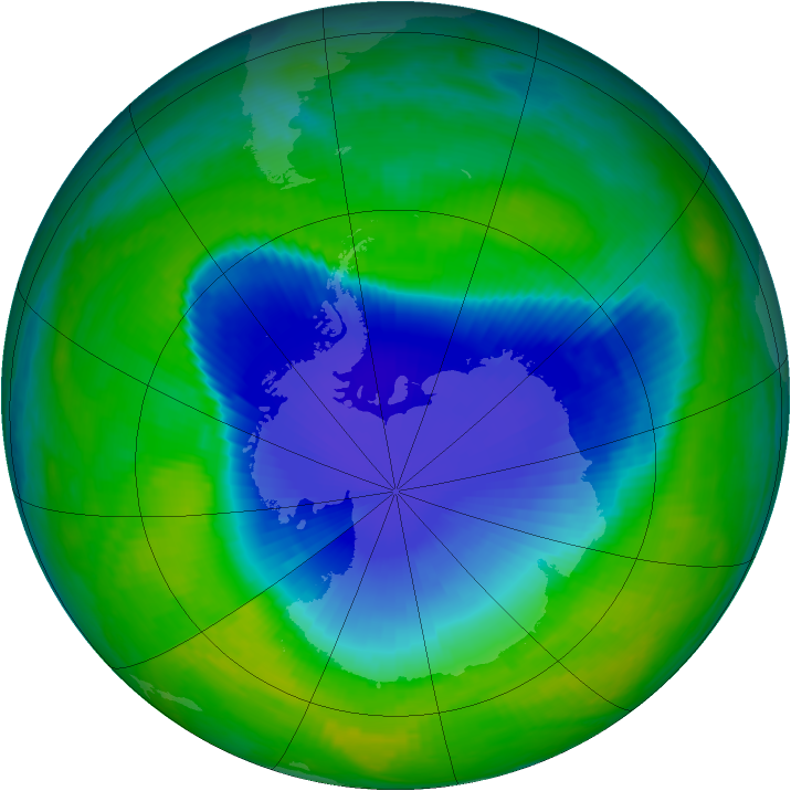 Antarctic ozone map for 25 November 1999